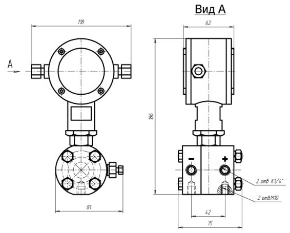 Drawing Differential pressure transducers PD-1-M-D